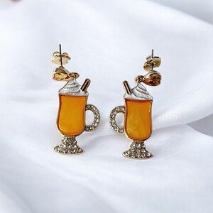 Leith Latte Goldtone Drop Earrings Post Back